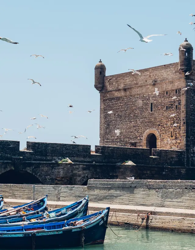The sea bastion and the fishing boats of Essaouira