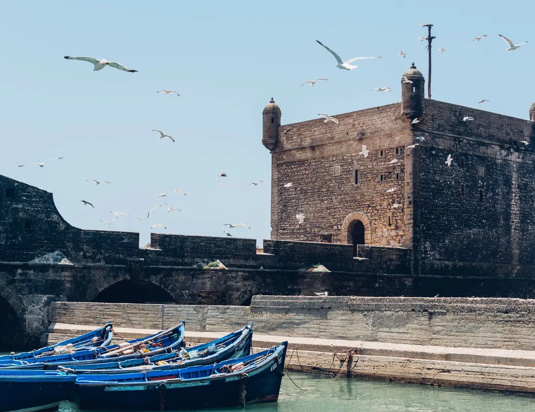The sea bastion and the fishing boats of Essaouira